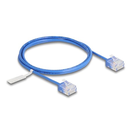 DeLOCK Câble de réseau RJ45 Cat.6 UTP Ultra Slim, 1 m, bleu, avec fiches courtes