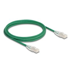 Delock RJ45 Netzwerkkabel Cat.6A Stecker zu Stecker mit gebogener Rastnase U/FTP Slim 2 m grün