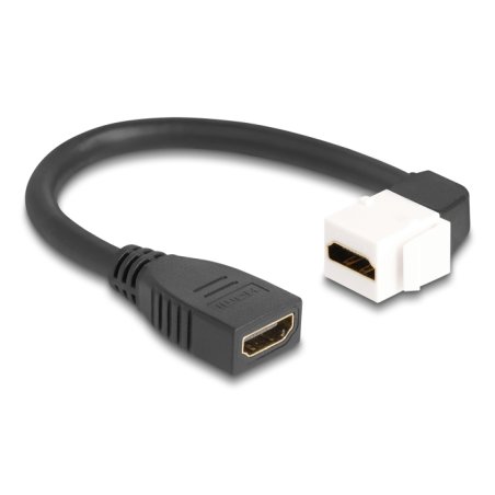Delock Keystone Modul Kabel HDMI Buchse zu Buchse 90° gewinkelt 8K 60 Hz 20 cm schwarz