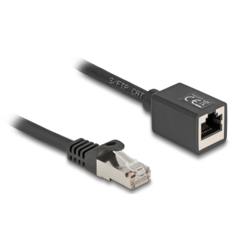 Delock Netzwerk Verlängerungskabel RJ45 Stecker zu RJ45 Buchse Cat.6A S/FTP 7,5 m schwarz