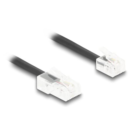 Delock Telefonkabel / Spiralkabel RJ11 Stecker zu RJ45 Stecker schwarz 2 m