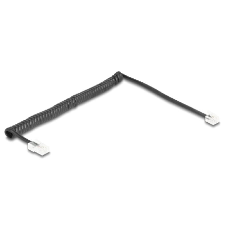 Delock Telefonkabel / Spiralkabel RJ11 Stecker zu RJ45 Stecker schwarz 2 m