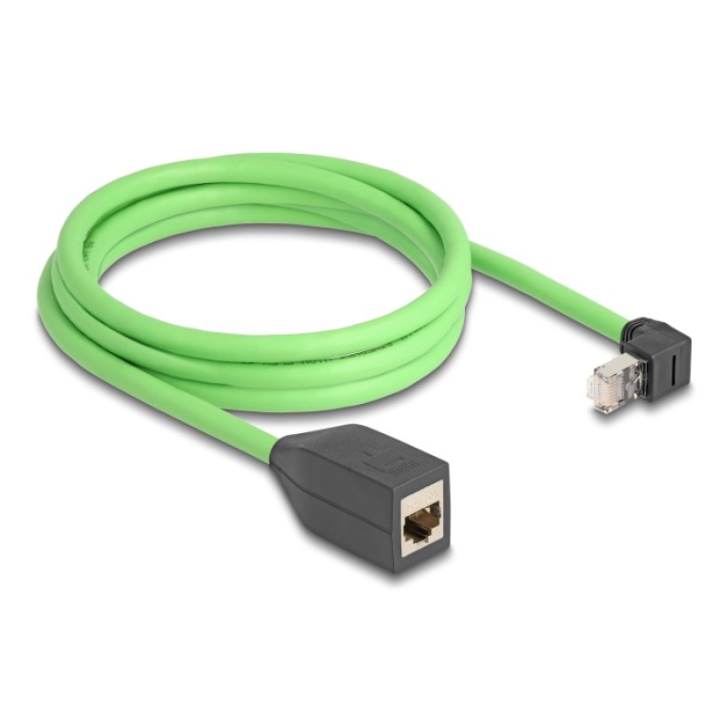DeLOCK RJ45 Network Extension Cable Cat.6A plug upwards angled to jack SF/UTP suitable for drag chains PUR (TPU) 2 m