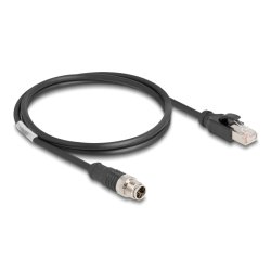 DeLOCK M12 Cable X-coded 8 pin male to RJ45 male PVC 1 m