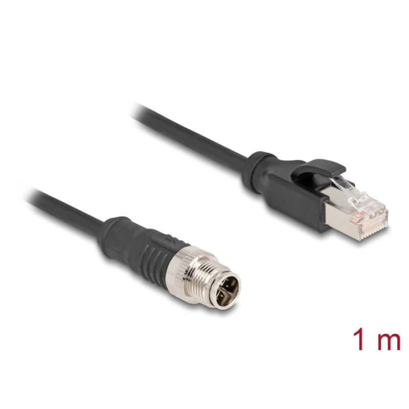 DeLOCK Câble M12 codée X à 8 broches mâle à RJ45 mâle, PVC, 1 m