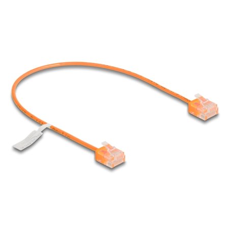 Delock RJ45 Netzwerkkabel Cat.6 UTP Ultra Slim 0,3 m orange mit kurzen Steckern