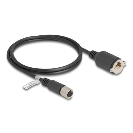 DeLOCK M12 Cable X-coded 8 pin female to RJ45 jack for installation Cat.6A S/FTP 1 m black