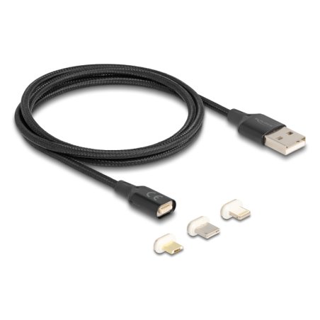 Delock Magnetisches Ladekabel Set für 8 Pin Lightning™ / Micro USB / USB Type-C™ schwarz 1 m