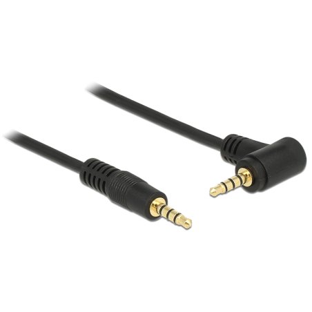 Delock Kabel Klinke 3,5 mm 4 Pin Stecker Stecker gewinkelt 2 m schwarz