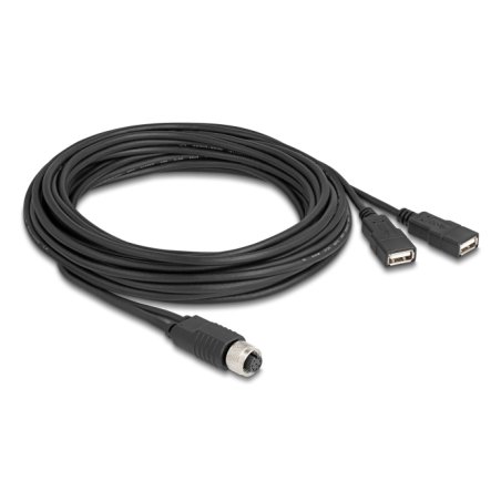 DeLOCK 60652 sensor/actuator cable 5 m M12 2 x USB Type-A Black