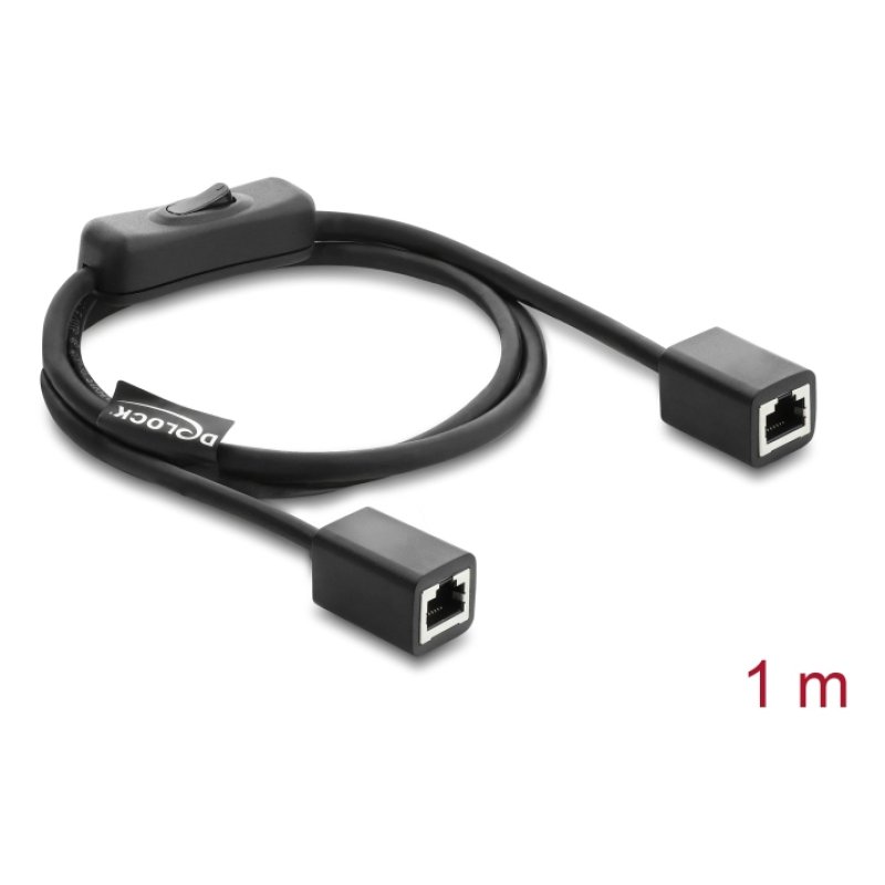 Delock RJ45 Kabel Buchse zu Buchse mit Schalter Cat.6 F/UTP 1 m - Netzwerkschaltung schwarz
