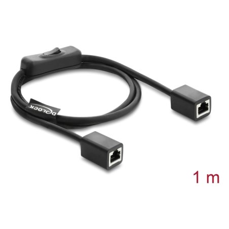 DeLOCK RJ45 Cable jack to jack with switch Cat.6 F/UTP 1 m - network switching black