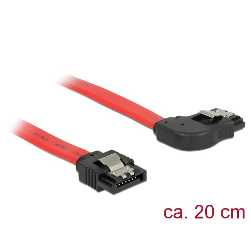 Delock SATA 6 Gb/s Kabel gerade auf rechts gewinkelt 20 cm rot