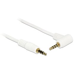 Delock Kabel Klinke 3,5 mm 4 Pin Stecker Stecker gewinkelt 0,5 m weiß