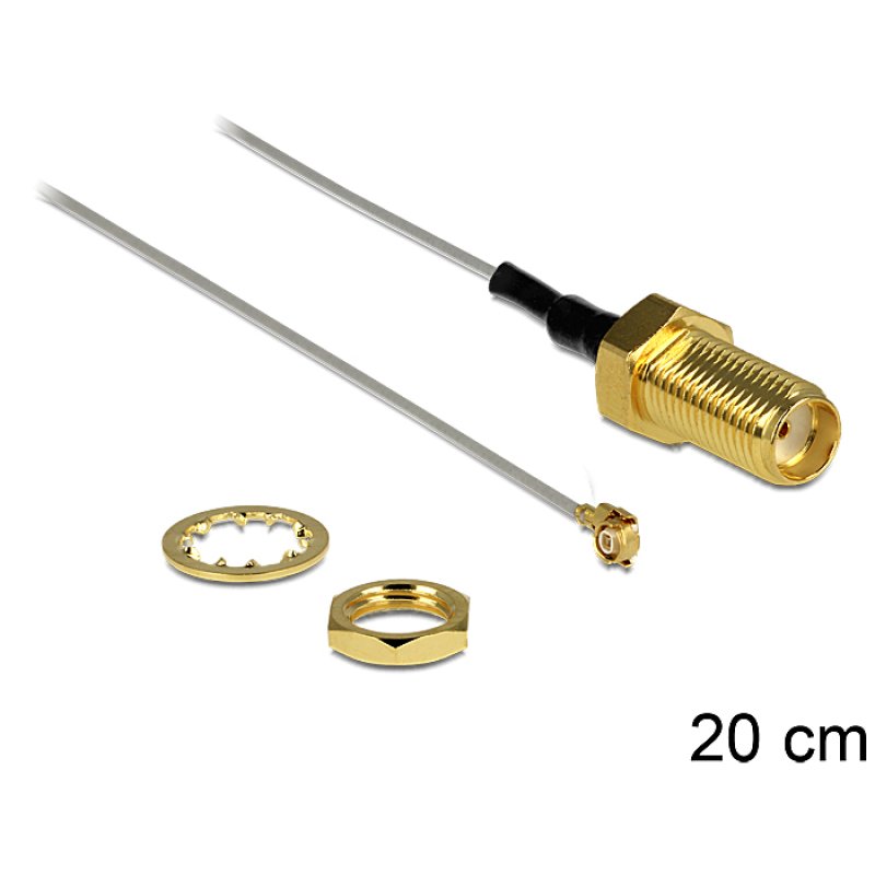 DeLOCK 0.2m SMA/MHF câble coaxial 0,2 m MHF II/U.FL-LP(V)-040 Gris