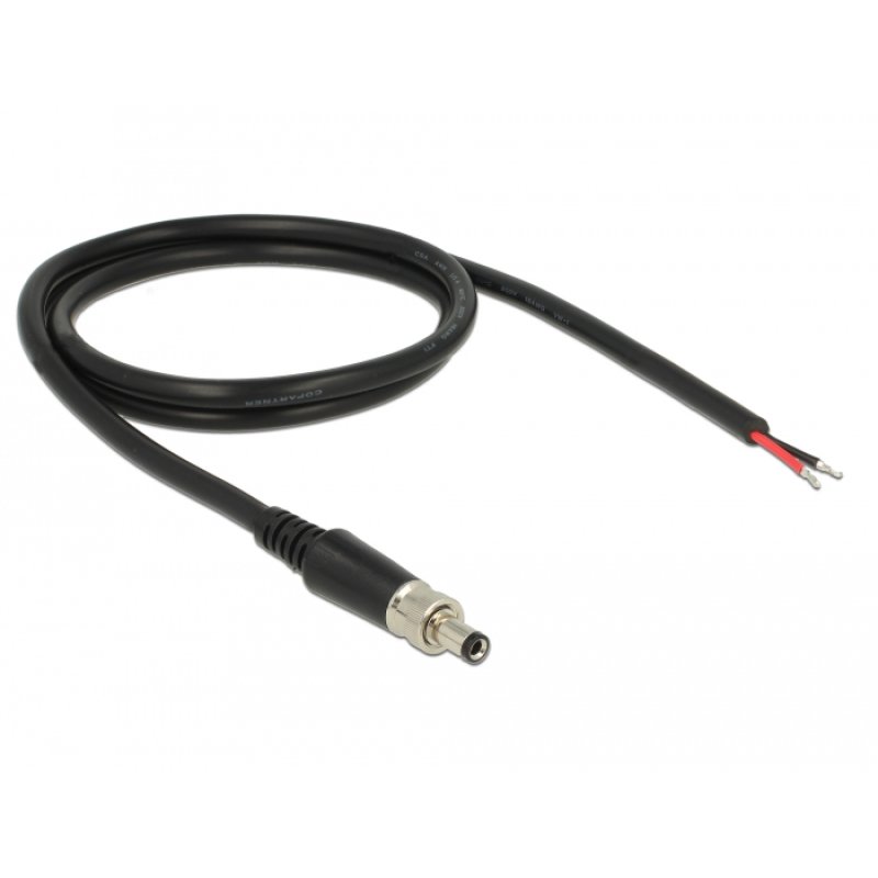 Delock Stromversorgungskabel DC 5,5 x 2,1 x 9,5 mm verschraubbar zu offenen Kabelenden 95 cm