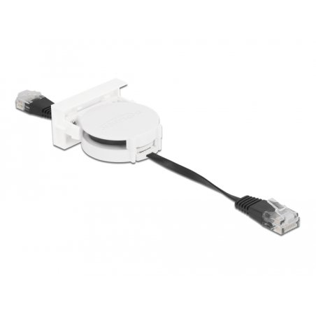 DeLOCK Module de câble rétractable de réseau Easy 45, câble RJ45 Cat.5e, noir