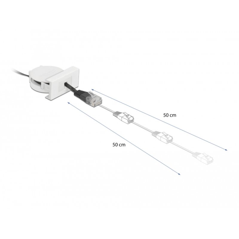 DeLOCK Easy 45 Module Network Retractable Cable RJ45 Cat.5e black