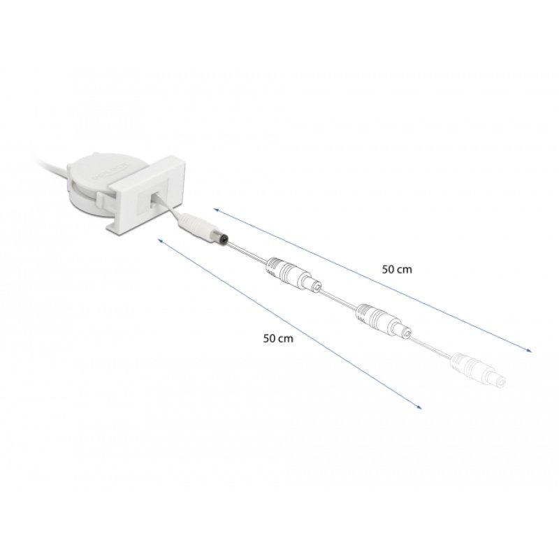 Delock Easy 45 Modul Power Ausrollkabel DC 5,5 x 2,1 mm Buchse / Stecker weiß