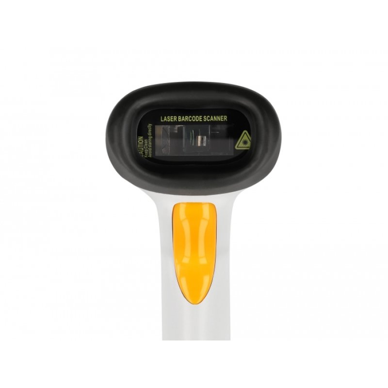 Delock USB Barcode Scanner 1D mit Anschlusskabel und Halterung - Laser - hellgrau