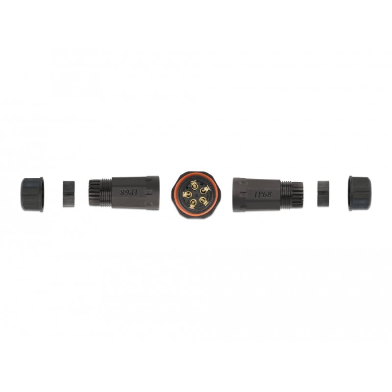 DeLOCK Connecteur de câble pour l’extérieur, 5 broches, étanchéité IP68, diamètre de câble 4,5 à 7,5 mm, noir