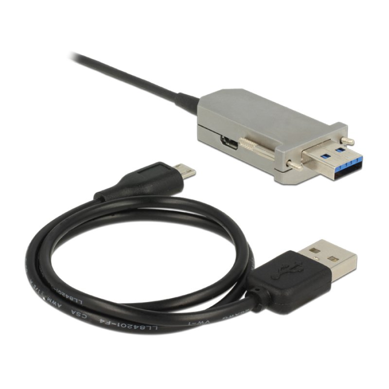 DeLOCK 50m USB3.0-A USB Micro-B/USB3.0-A USB cable USB 3.2 Gen 1 (3.1 Gen 1) USB A USB A/Micro-USB B Black, Silver