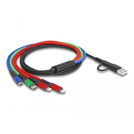 DeLOCK USB Charging Cable 4 in 1 USB Type-A USB-C to 2 x Lightning / Micro USB / USB Type-C 1.20 m