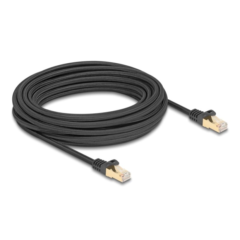 DeLOCK Câble de réseau RJ45 avec chemise tressée Cat.6A S/FTP mâle à mâle, 10 m, noir