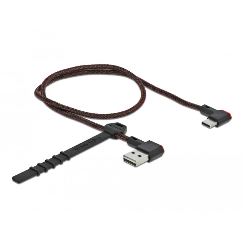 DeLOCK Câble EASY-USB 2.0 Type-A mâle à USB Type-C mâle coudé vers la gauche / droite 0,5 m noir