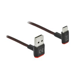 DeLOCK Câble EASY-USB 2.0 Type-A mâle à USB Type-C mâle coudé vers le haut / bas 0,2 m noir