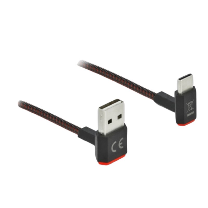 DeLOCK EASY-USB 2.0 Cable Type-A male to USB Type-C male angled up / down 0.2 m black