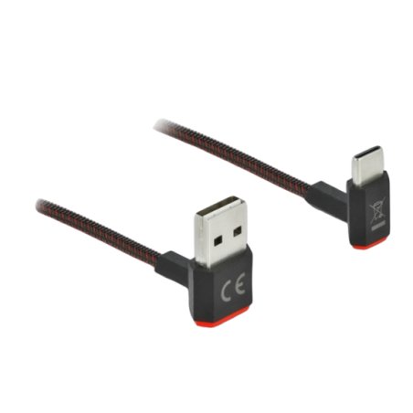 DeLOCK Câble EASY-USB 2.0 Type-A mâle à USB Type-C mâle coudé vers le haut / bas 0,2 m noir