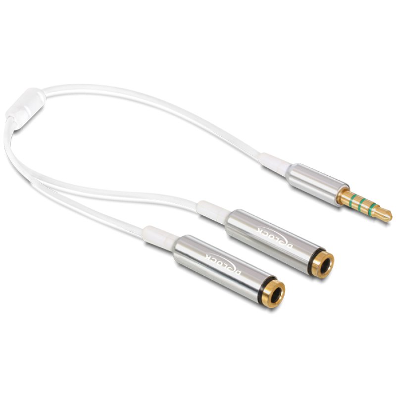 Delock Kabel Audio Splitter Klinkenstecker 3,5 mm 4 Pin 2 x Klinkenbuchse 3,5 mm 4 Pin 25 cm