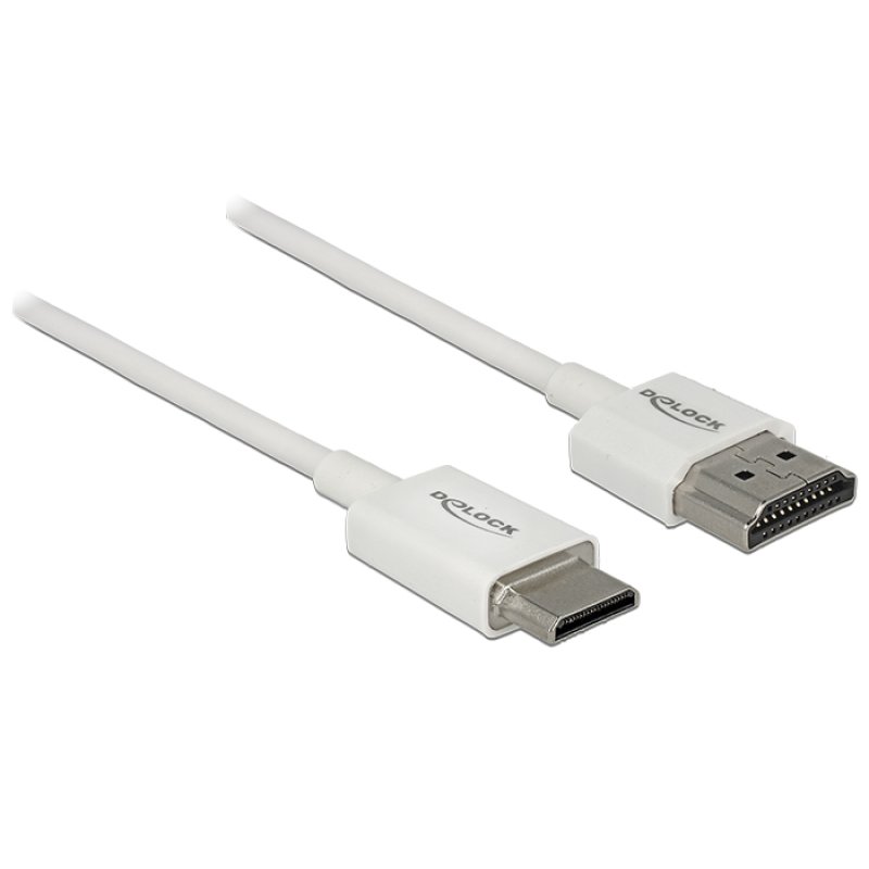 Delock Kabel High Speed HDMI mit Ethernet - HDMI-A Stecker HDMI Mini-C Stecker 3D 4K 1,5 m Slim High Quality