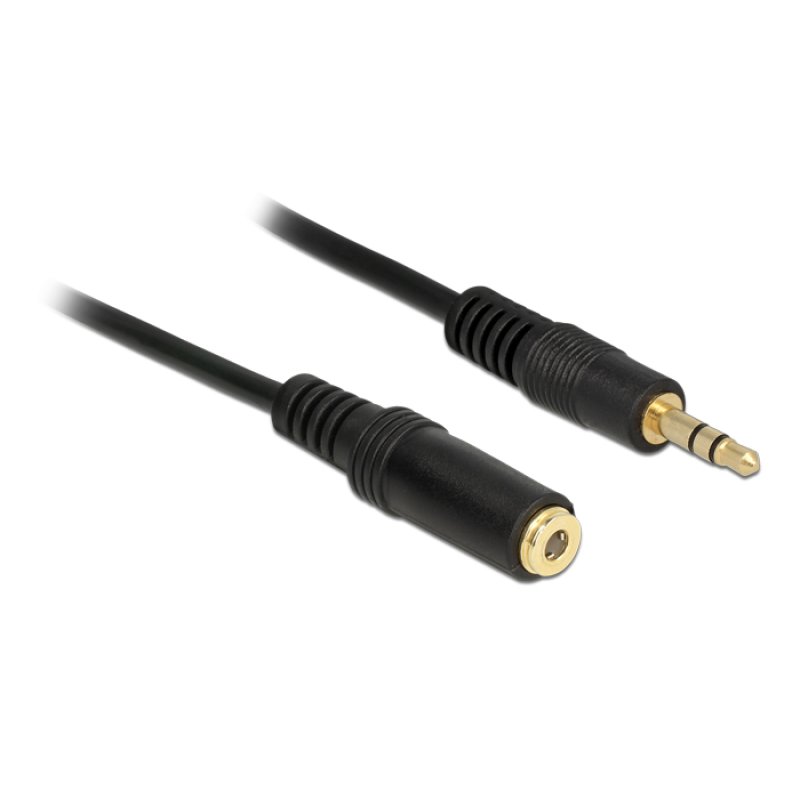 Delock Klinkenverlängerungskabel 3,5 mm 3 Pin Stecker Buchse 1 m schwarz