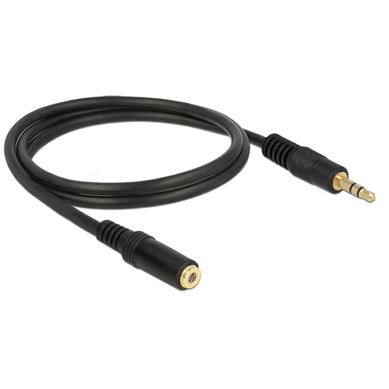 Delock Klinkenverlängerungskabel 3,5 mm 3 Pin Stecker Buchse 1 m schwarz