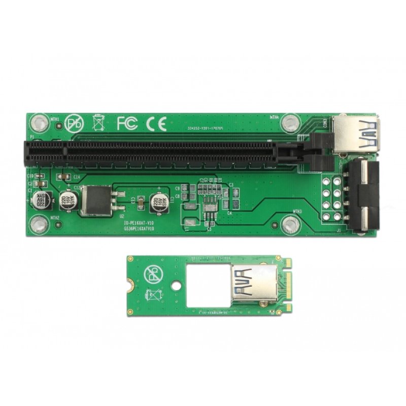 Delock Riser Karte M.2 Key B M PCI Express x16 mit 30 cm USB Kabel