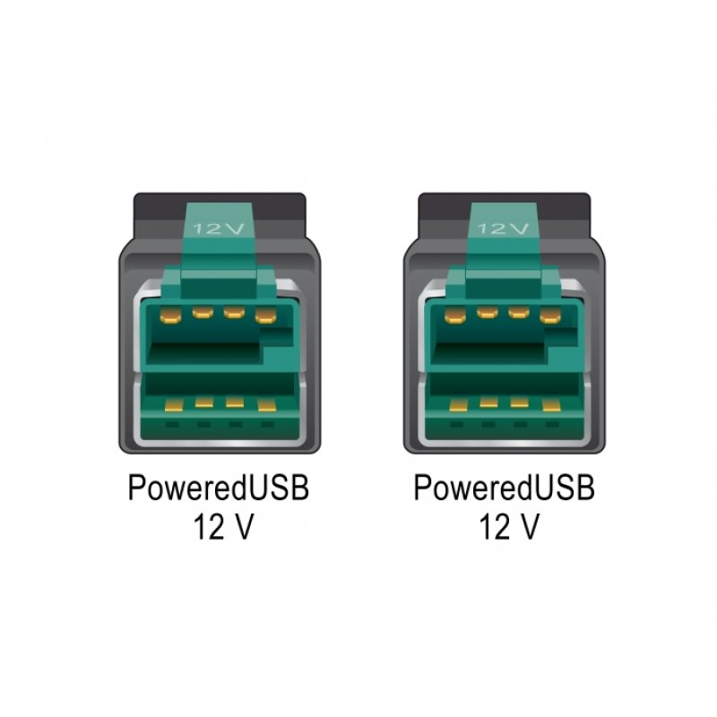 Delock PoweredUSB Kabel Stecker 12 V PoweredUSB Stecker 12 V 3 m für POS Drucker und Terminals