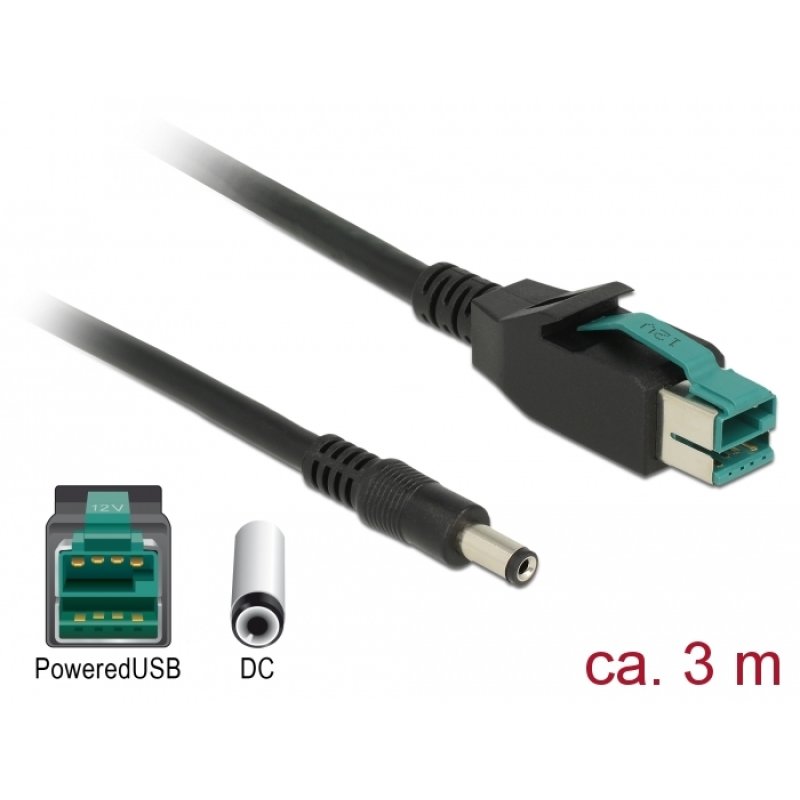 DeLOCK 85499 power cable Black 3 m PoweredUSB