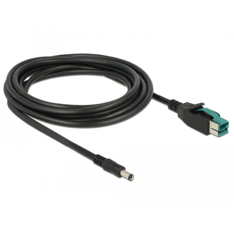 Delock PoweredUSB Kabel Stecker 12 V DC 5,5 x 2,1 mm Stecker 3 m für POS Drucker und Terminals