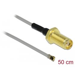 DeLOCK 90399 coaxial cable 0.5 m SMA MHF Black, Gold, Grey