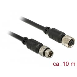Delock M8 Sensor- / Aktorverlängerungskabel 6 Pin Stecker zu M8 6 Pin Buchse wasserdicht 10 m