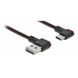 DeLOCK EASY-USB 2.0 Cable Type-A male to USB Type-C™ male angled left / right 2 m black