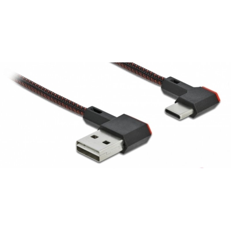 DeLOCK EASY-USB 2.0 Cable Type-A male to USB Type-C™ male angled left / right 2 m black