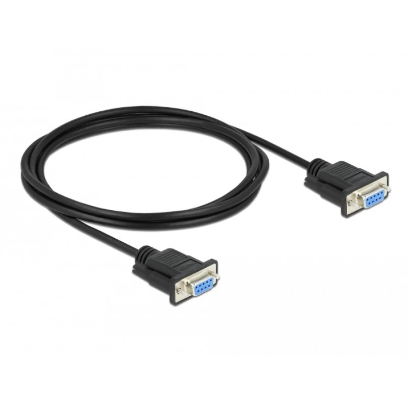 DeLOCK Serial Cable RS-232 D-Sub9 female to female null modem with narrow plug housing 2 m