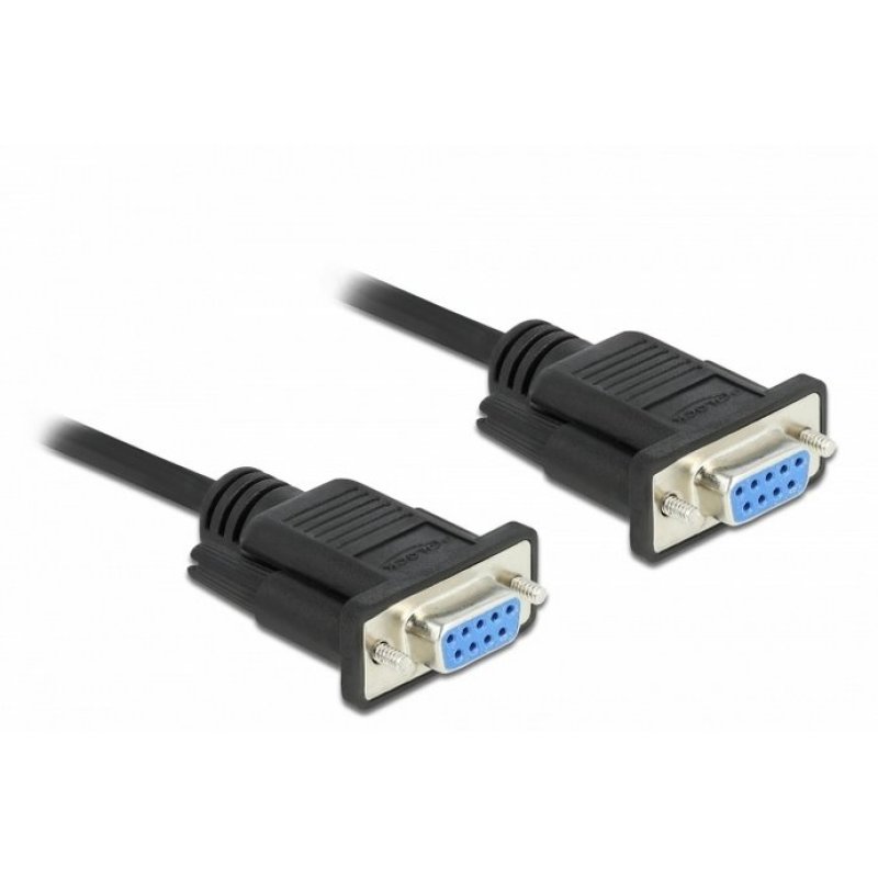 DeLOCK Serial Cable RS-232 D-Sub9 female to female null modem with narrow plug housing 5 m