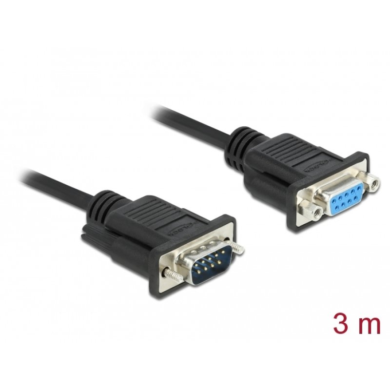DeLOCK Câble Serial RS-232 D-Sub9 mâle à femelle 3 m, null-modem
