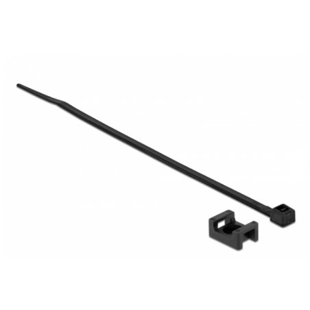 Delock Schraubhalter 15 x 10 mm mit Kabelbinder L 200 x B 3,6 mm schwarz