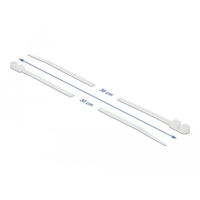 Delock Kabelbinder mit Befestigungsöse L 300 x B 4,8 mm weiß 10 Stück