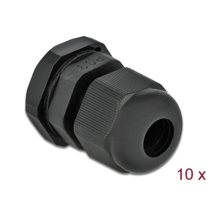 DeLOCK Cable Gland PG9 10 pieces black